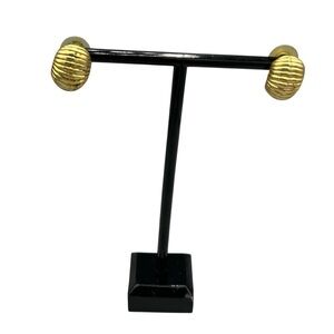 Vintage 1970s Gold Tone Ribbed Dome Stud Earrings